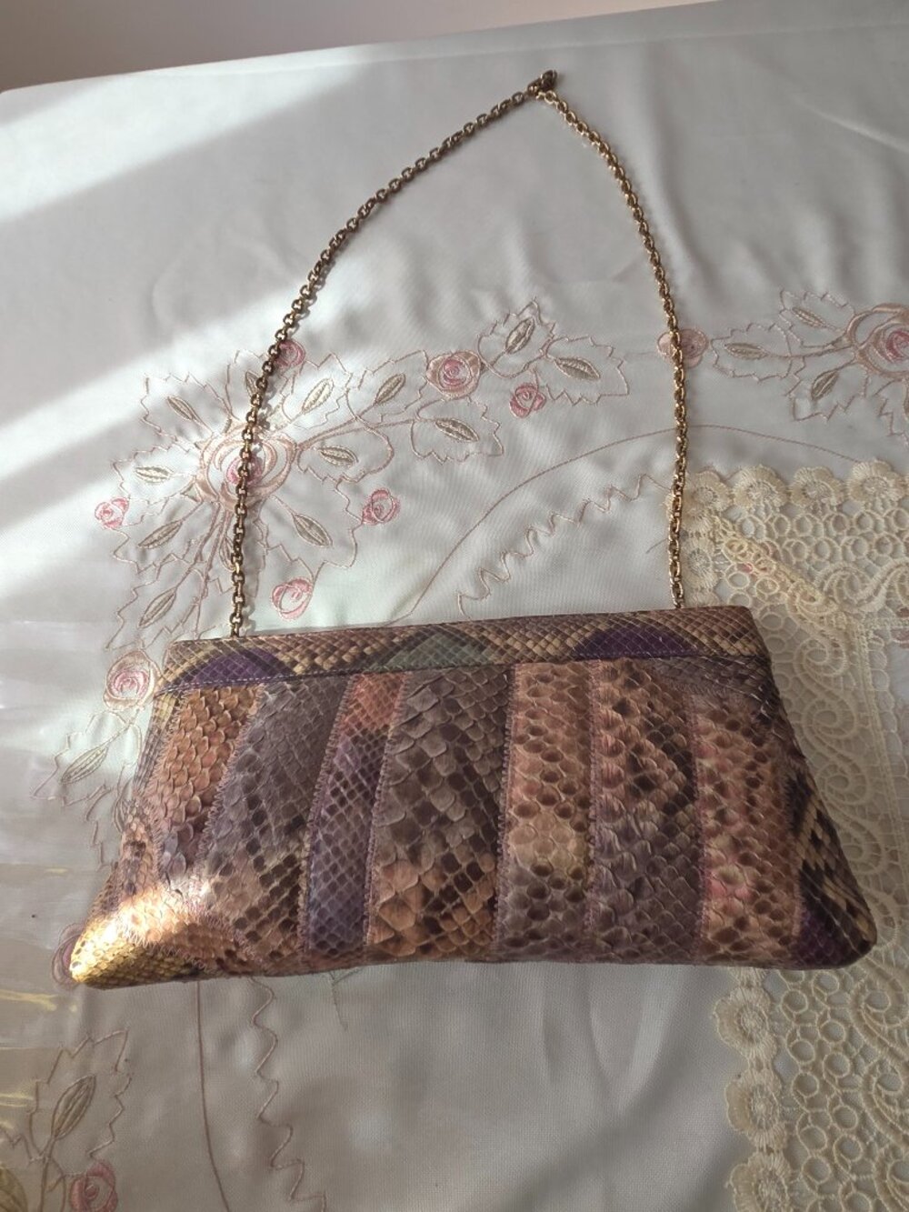 Vintage Snakeskin Leather Clutch